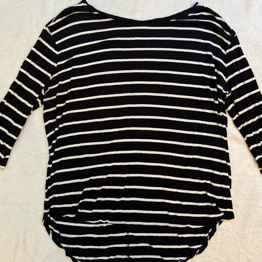 Striped Black and White Women's Top Plus Size 1X